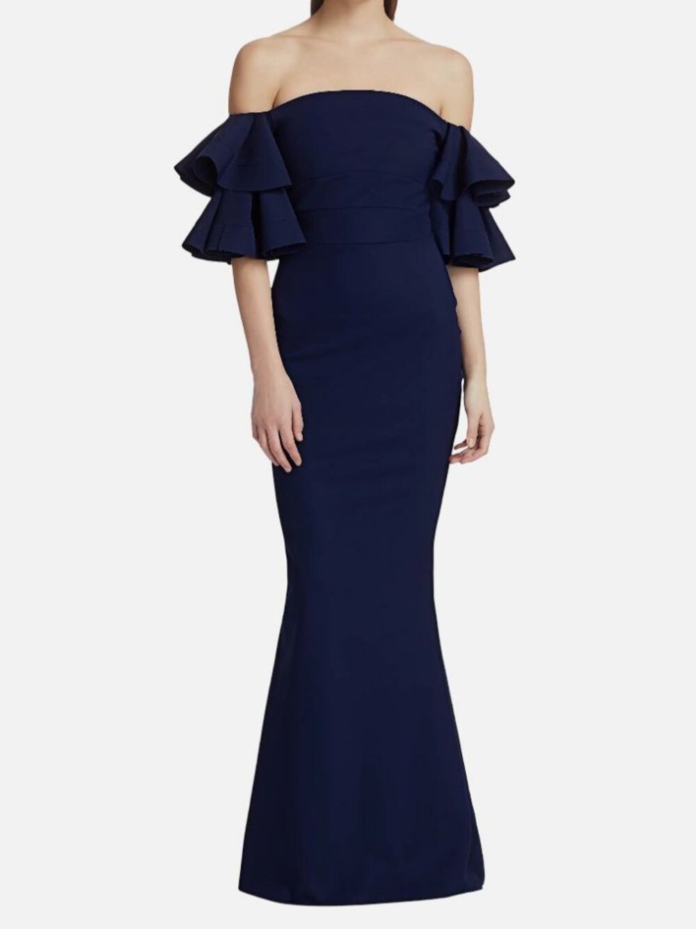 Chiara Boni La Petite Robe Women's Blue Solid Off-Shoulder Parvati Dress Size 52